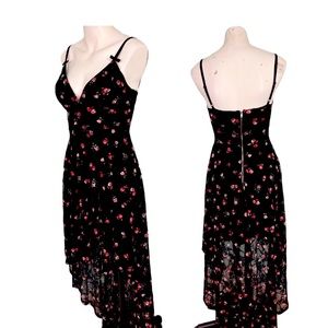 SALE DISNEY High Low Black floral pink rose lace Dress size Med